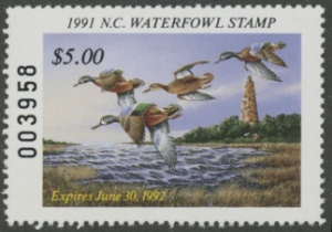 Scan of 1991 North Carolina Duck Stamp  MNH VF
