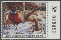Scan of 2001 Wisconsin Pheasant Stamp MNH VF
