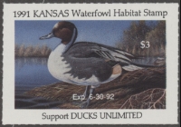 Scan of 1991 Kansas Duck Stamp MNH VF