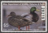 Scan of 2000 Mississippi Duck Stamp MNH VF