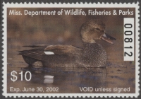 Scan of 2001 Mississippi Duck Stamp MNH VF