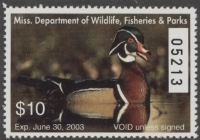 Scan of 2002 Mississippi Duck Stamp MNH VF