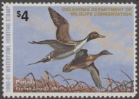 Scan of 1980 Oklahoma Duck Stamp - First of State MNH VF