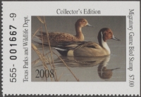 Scan of 2008 Texas Duck Stamp MNH VF