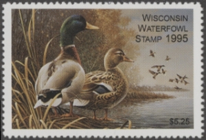 Scan of 1995 Wisconsin Duck Stamp MNH VF