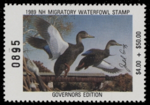 Scan of 1989 New Hampshire Duck Stamp - Governor's Edition MNH VF