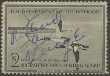 Scan of RW23 1956 Duck Stamp Used Fine