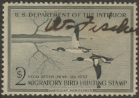 Scan of RW23 1956 Duck Stamp  Used F-VF
