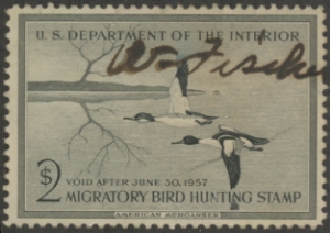 Scan of RW23 1956 Duck Stamp  Used F-VF