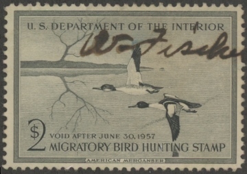 Scan of RW23 1956 Duck Stamp  Used F-VF