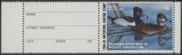 Scan of 1984 Oklahoma Duck Stamp MNH VF