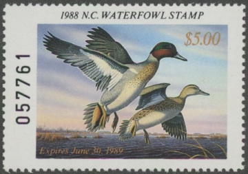 Scan of 1988 North Carolina Duck Stamp MNH VF