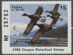 1986 Oregon Duck Stamp. Steamboat Island Duck Stamps