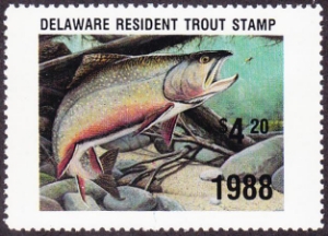 Scan of 1988 Delaware Resident Trout Stamp MNH VF
