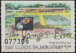 Scan of 1982 Illinois Salmon Stamp Used F-VF