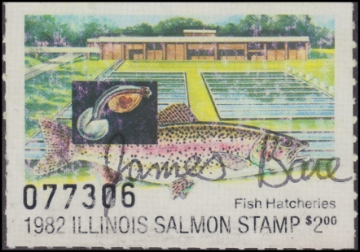 Scan of 1982 Illinois Salmon Stamp Used F-VF