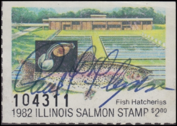 Scan of 1982 Illinois Salmon Stamp Used F-VF