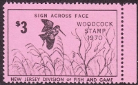 Scan of 1970 New Jersey Woodcock Stamp MNH VF