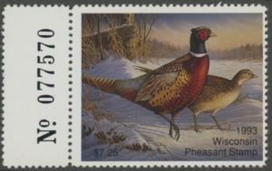 Scan of 1993 Wisconsin Pheasant Stamp MNH VF