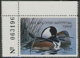 Scan of 1984 Wisconsin Duck Stamp MNH VF