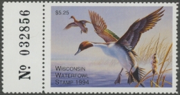 Scan of 1994 Wisconsin Duck Stamp MNH VF