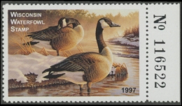 Scan of 1997 Wisconsin Duck Stamp MNH VF