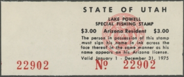 Scan of 1975 Utah Lake Powell Fishing Stamp MNH VF