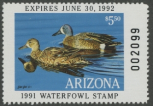 Scan of 1991 Arizona Duck Stamp MNH VF