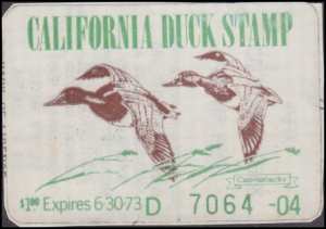 Scan of 1972 California Duck Stamp Unsigned VF