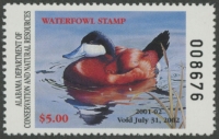 Scan of 2001 Alabama Duck Stamp MNH VF