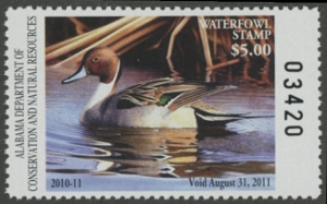 Scan of 2010 Alabama Duck Stamp MNH VF