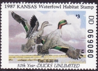 Scan of 1987 Kansas Duck Stamp - First of State MNH VF