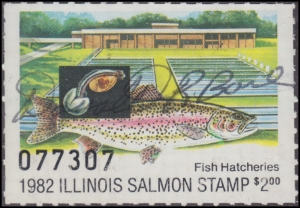 Scan of 1982 Illinois Salmon Stamp Used F-VF