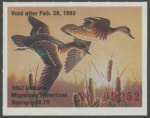 Scan of 1992 Indiana Duck Stamp MNH VF