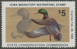 Scan of 1985 Iowa Duck Stamp MNH VF