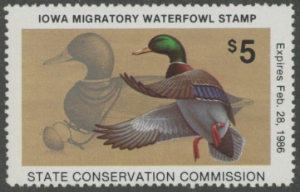 Scan of 1985 Iowa Duck Stamp MNH VF