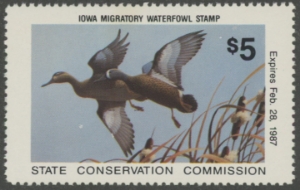 Scan of 1986 Iowa Duck Stamp MNH VF