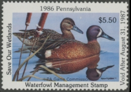 Scan of 1986 Pennsylvania Duck Stamp MNH VF