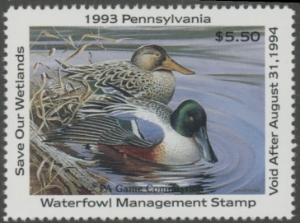 Scan of 1993 Pennsylvania Duck Stamp MNH VF