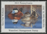 Scan of 2012 Pennsylvania Duck Stamp MNH VF