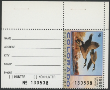 Picture of 1990 Colorado Duck Stamp - First of State MNH VF