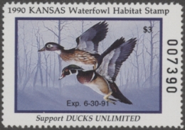 Scan of 1990 Kansas Duck Stamp MNH VF