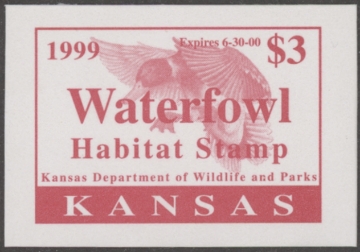 Scan of 1999 Kansas Duck Stamp MNH VF