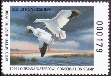 Scan of 1999 Louisiana Duck Stamp Non Resident MNH VF