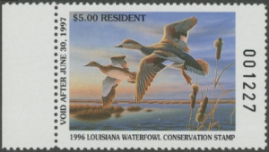 Scan of 1996 Louisiana Duck Stamp  MNH VF