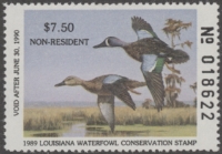 Scan of 1989 Louisiana Duck Stamp Non Resident - First of State MNH VF