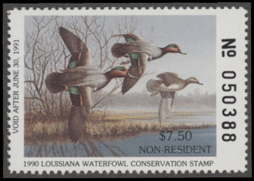 Scan of 1990 Louisiana Duck Stamp Non Resident MNH VF