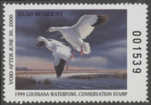 Scan of 1999 Louisiana Duck Stamp MNH VF