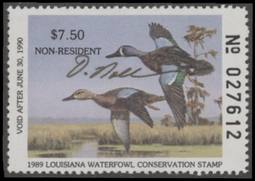 Scan of 1989 Louisiana Duck Stamp - First of State MNH VF