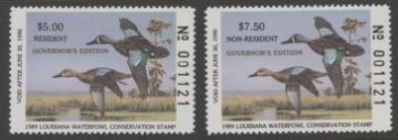 Scan of 1989 Louisiana Duck Stamp - Governor's Edition MNH VF